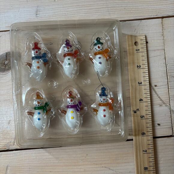Silvestri Vintage EUC Blown Glass Snowmen Ornaments Set of 6 - Picture 4 of 5